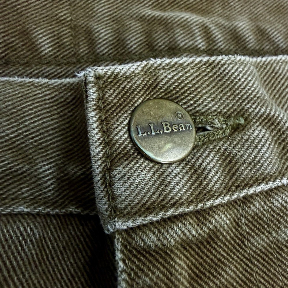 LL Bean Double L Comfort Waist Jeans Mens 46x29 Brown Khaki Cotton Straight Leg - Picture 5 of 12